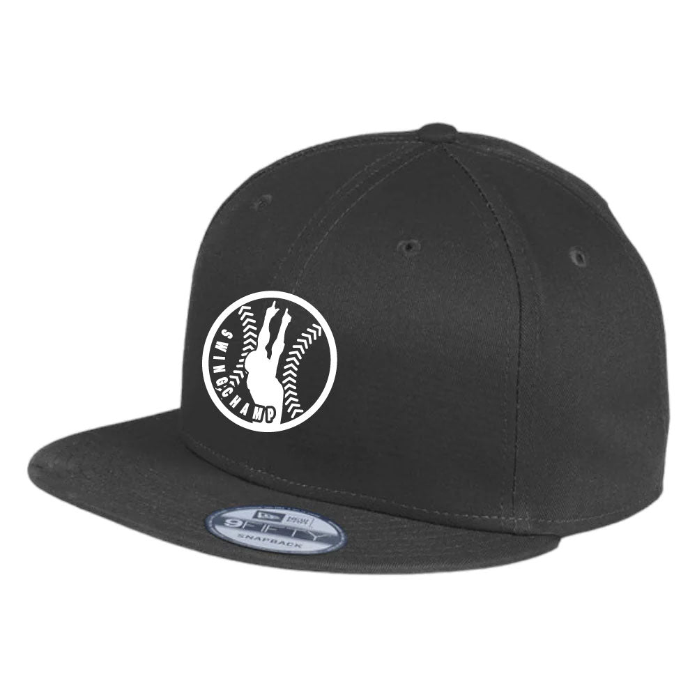 Flat Bill Snapback Cap - Black